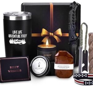 Black Adventure Gift Set with Tumbler and Candle